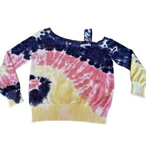 Central Park West New York Tie-Dye Off-the-Shoulder Ladies' Sweater; Size S